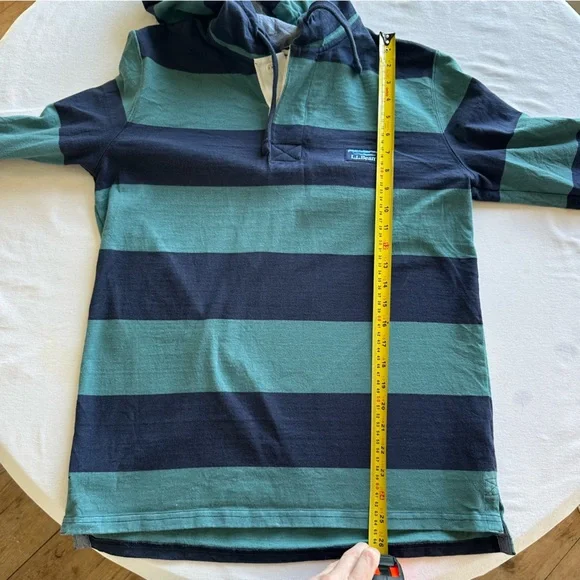 L.L. Bean Men's Striped Hoodie - Navy and Teal - Picture 7 of 7